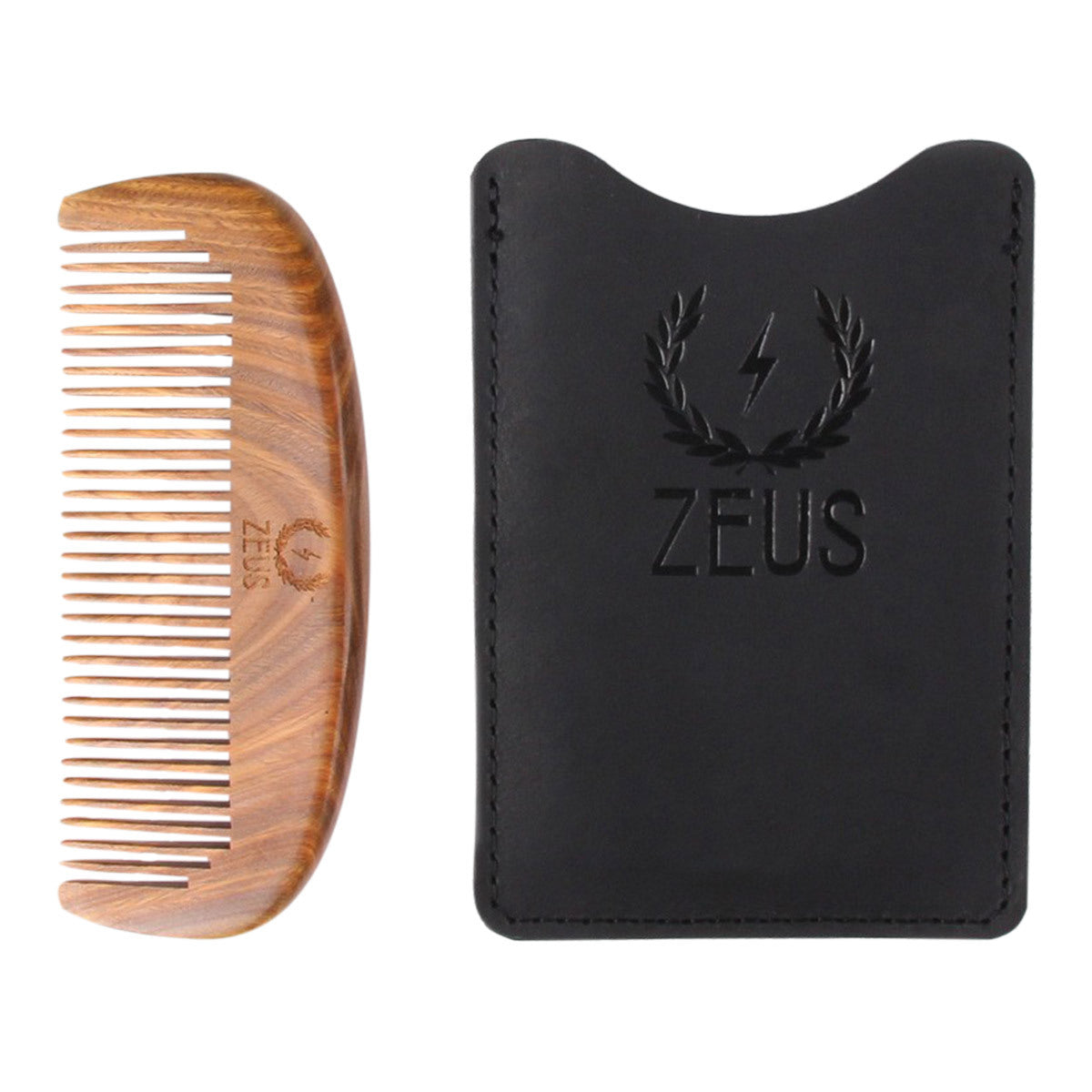 Zeus Zeus Organic Sandalwood Beard Comb with Leather Sheath 5 inches Comb #10078328