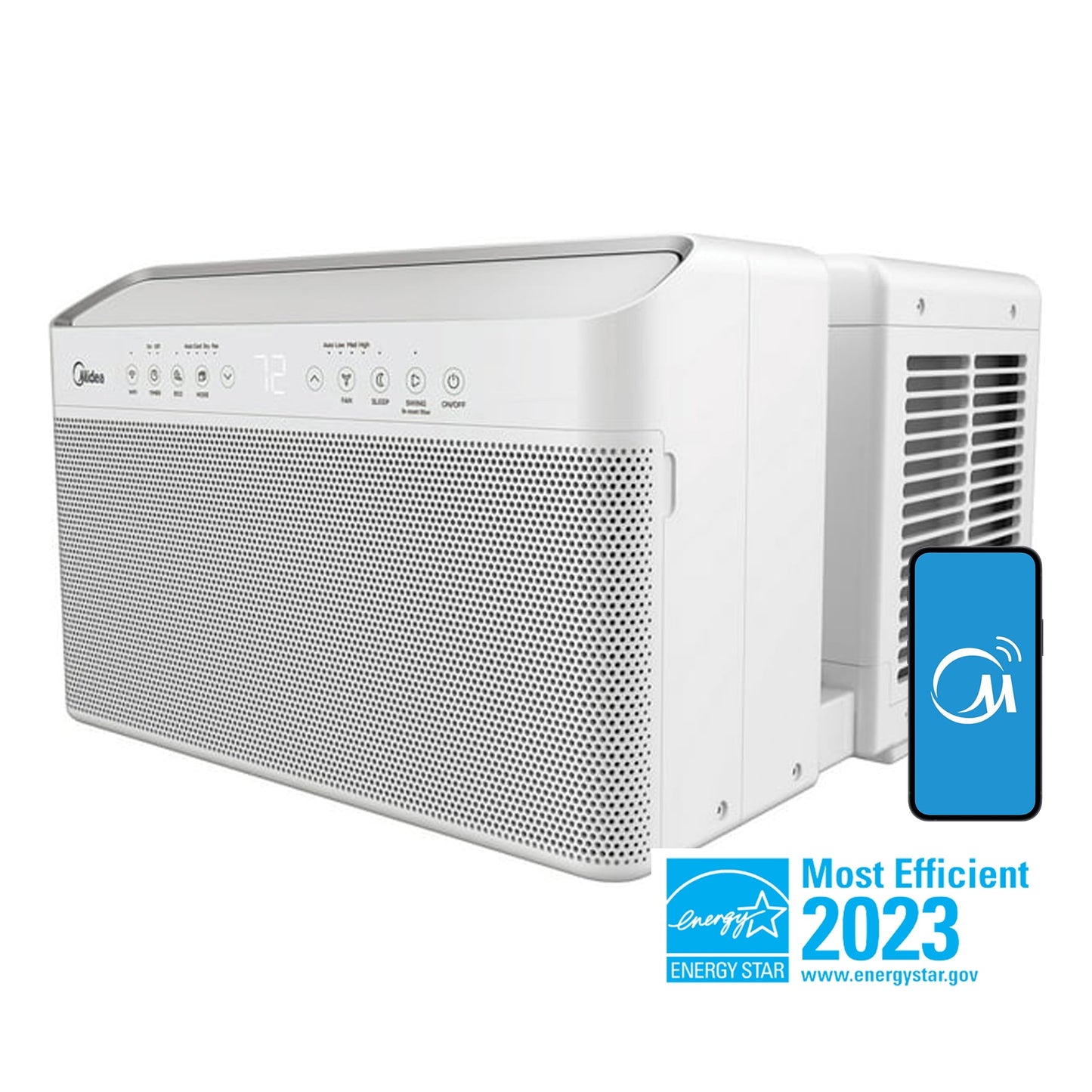 Midea 8.000 BTU Smart Inverter U-Shaped Window Air Conditioner. 35% Energy Savings. Extreme Quiet. Cools up to 350 Sq. ft.. MAW08V1QWT