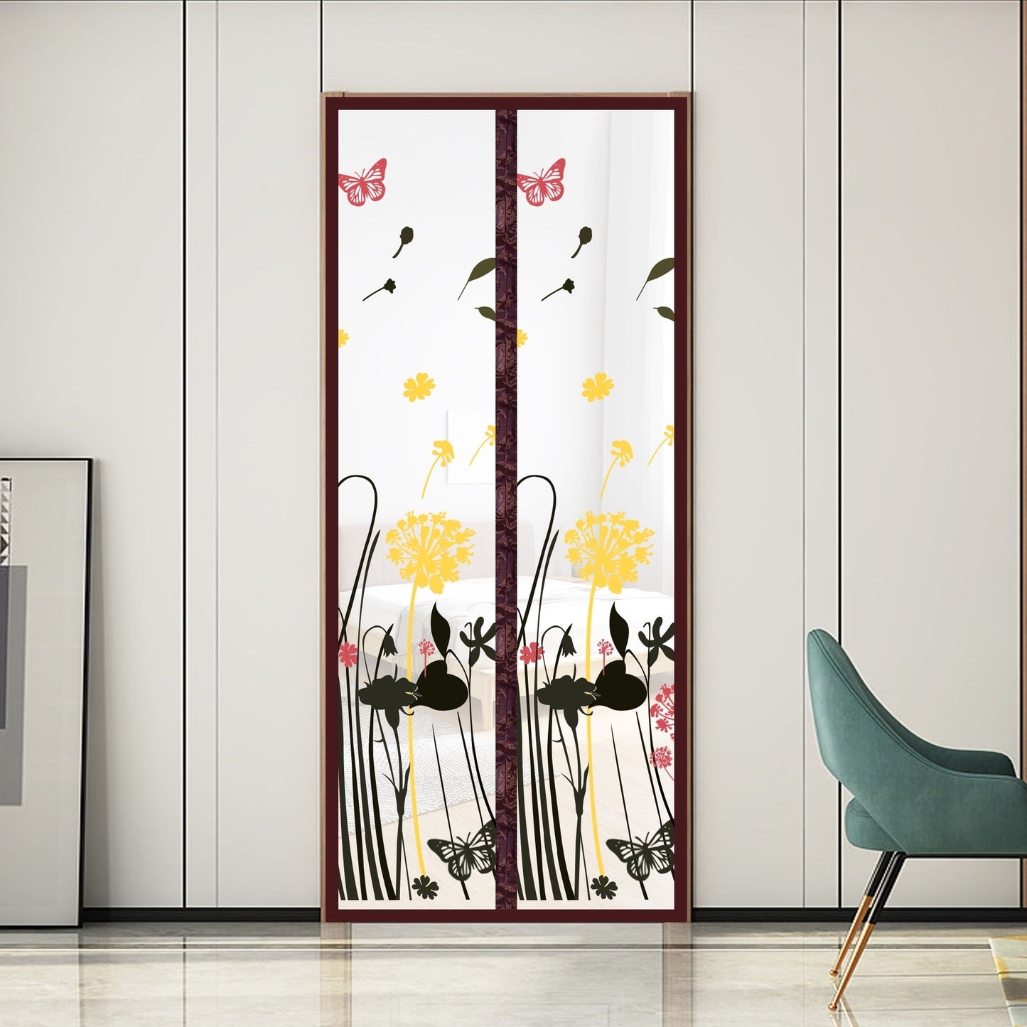 Magnetic Thermal Insulated Door Curtain Magnetic Thermal Screen Door Self-Closing Fits Doors Up to 38x80 to Keep Warm in Winter Cool in Summer for Air Conditioner Heater Room Kitchen