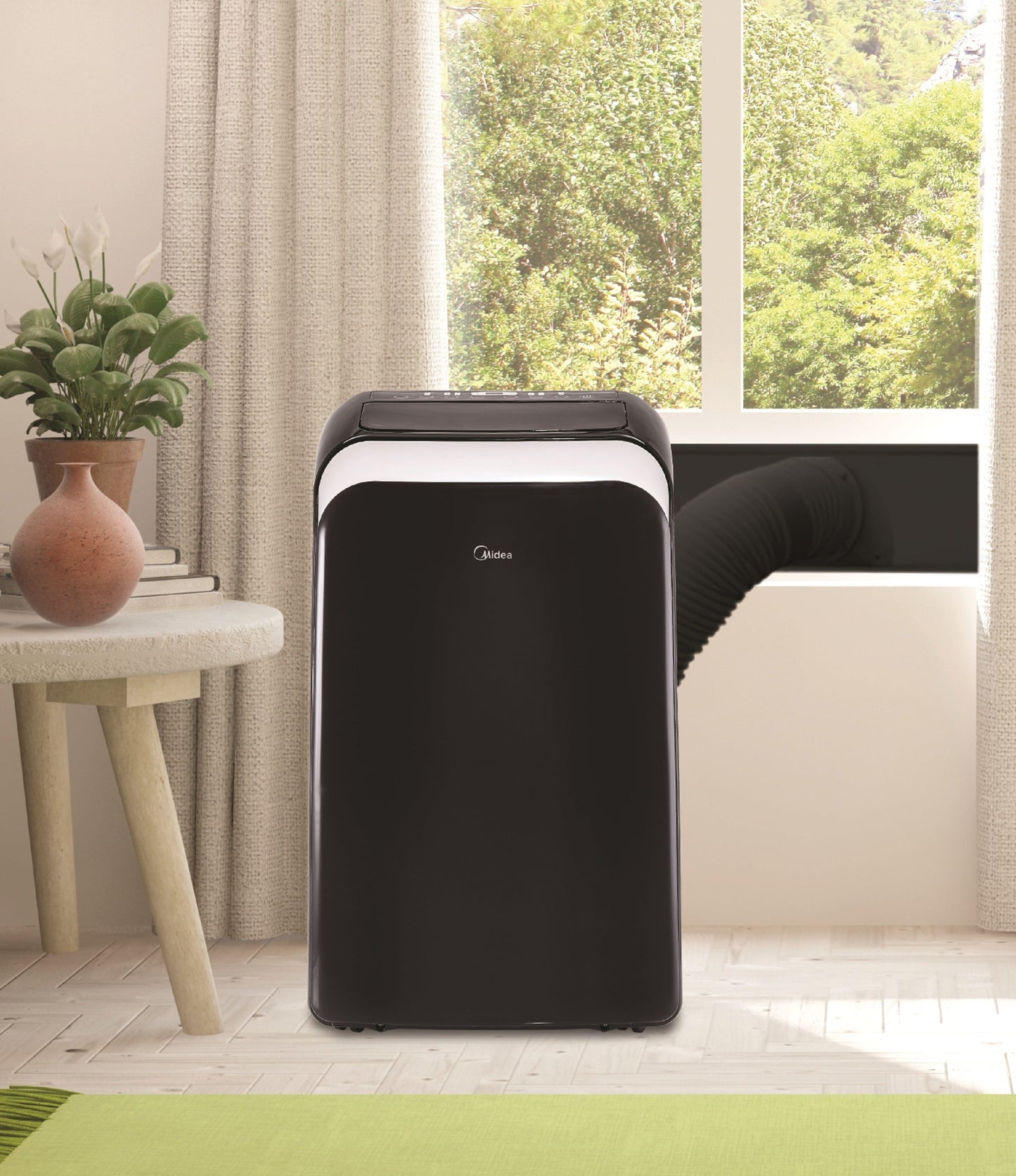 Midea 10.000 BTU (13.500 BTU ASHRAE) 115V Smart Portable Air Conditioner with Remote. Covers up to 450 Sq. ft.. MAP10S1WBL. Black