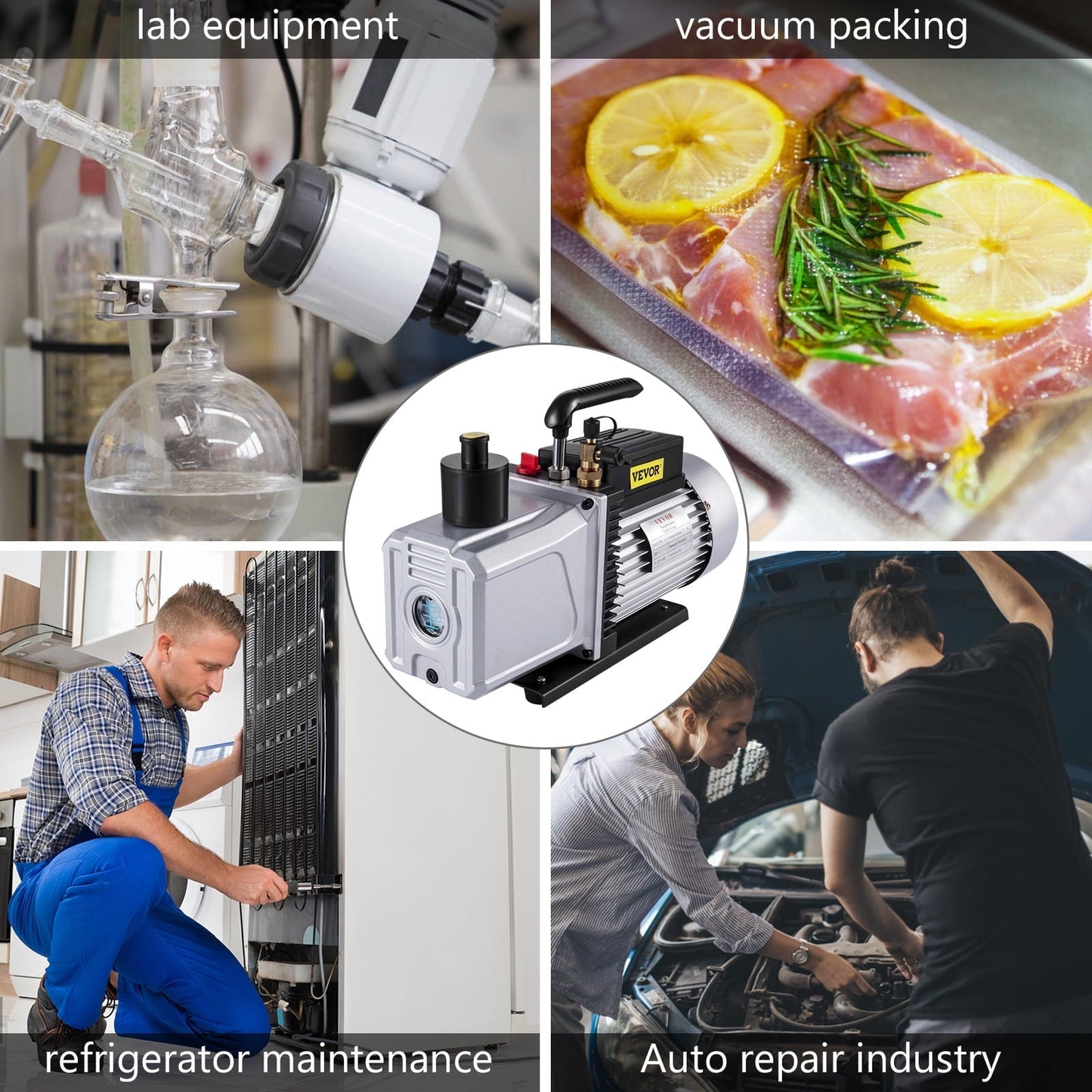 VEVOR Vacuum Pump 12CFM 1HP Single Stage Air Conditioning Vacuum Pump 110v 5PA Ultimate Vacuum Refrigerant HVAC Air Tool for Automobile Reparation Vacuum Evacuation