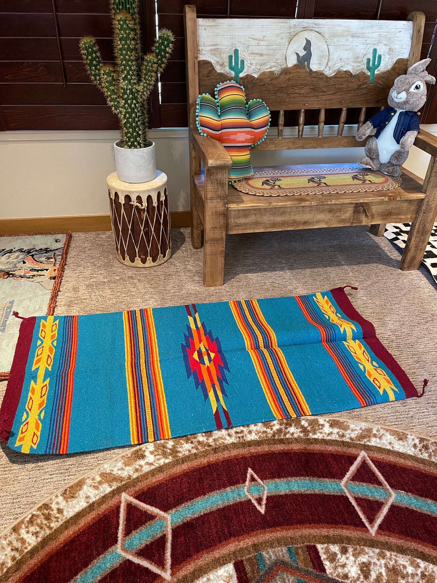 Large CANTINA Azteca rug Turquoise