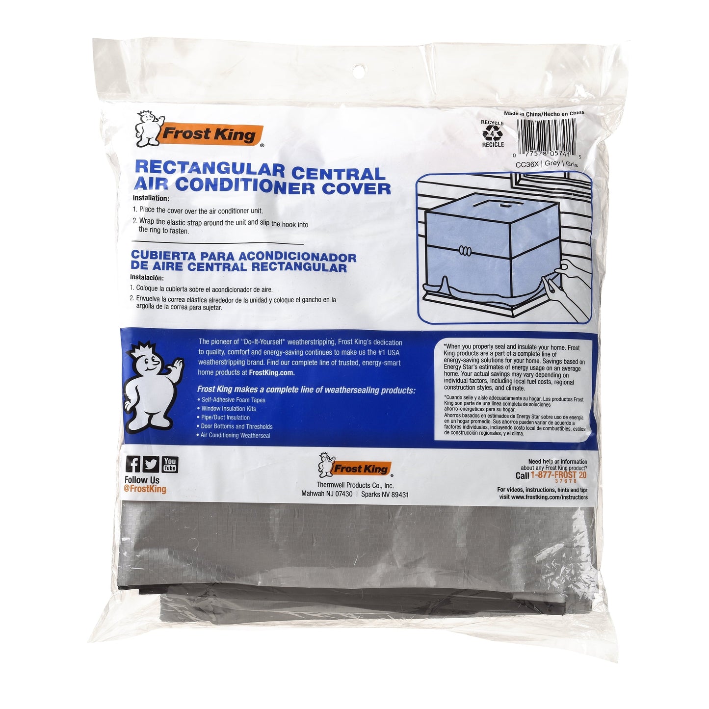 Frost King CC36XH Rectangular Central Air Conditioner Cover. 48 Wide x 34 Tall x 36 Deep