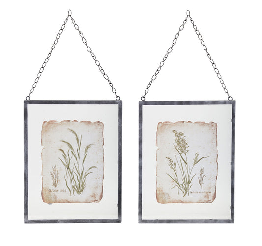 Metal Framed Grass Print (Set of 2)