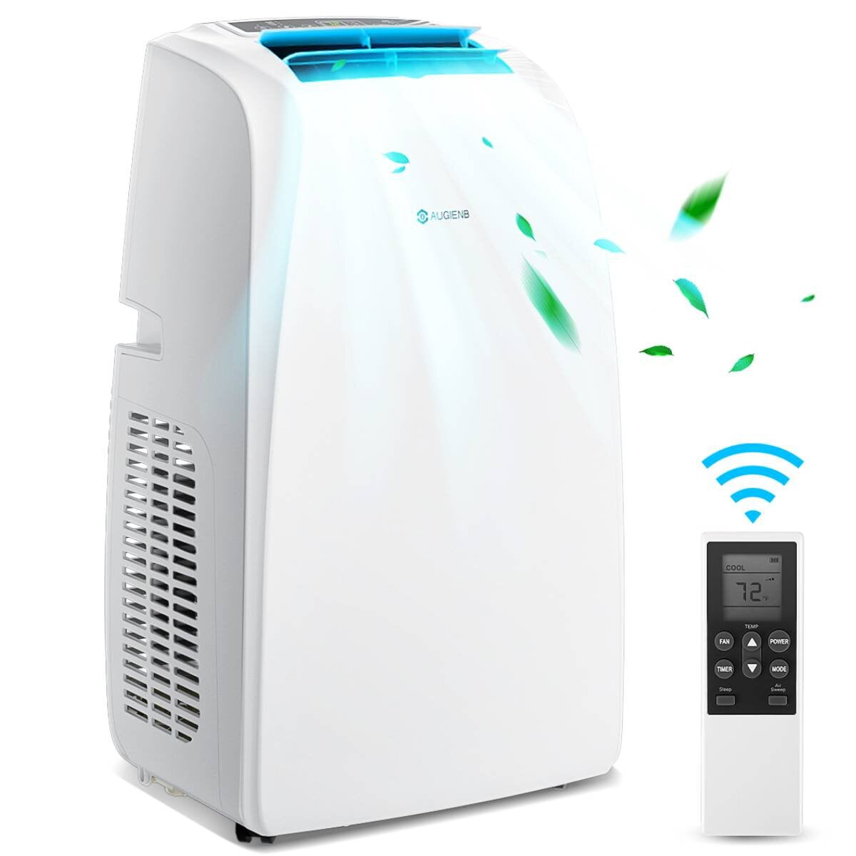 AUGIENB 14000 BTU Portable Air Conditioner.Evaporative Air Cooler .Dehumidifier Cooling Fan 24-Hour Timer.Cooling Up to 500 Sq. W/ Remote Control &Window Kit