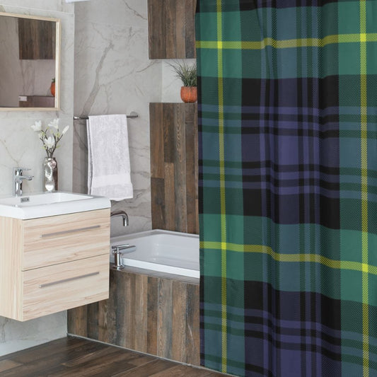Blue Green Plaid Shower Curtain