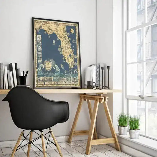 Map of Florida 1935| Framed Art Print