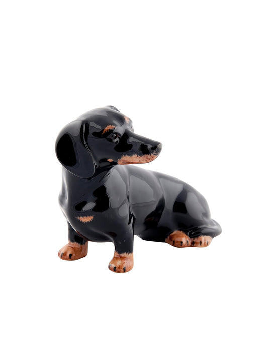 Quail Ceramics Black and Tan Dachshund Money Box