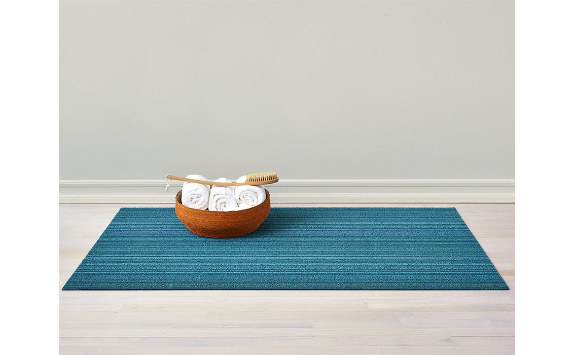 Skinny Stripe Shag Mats | Turquoise