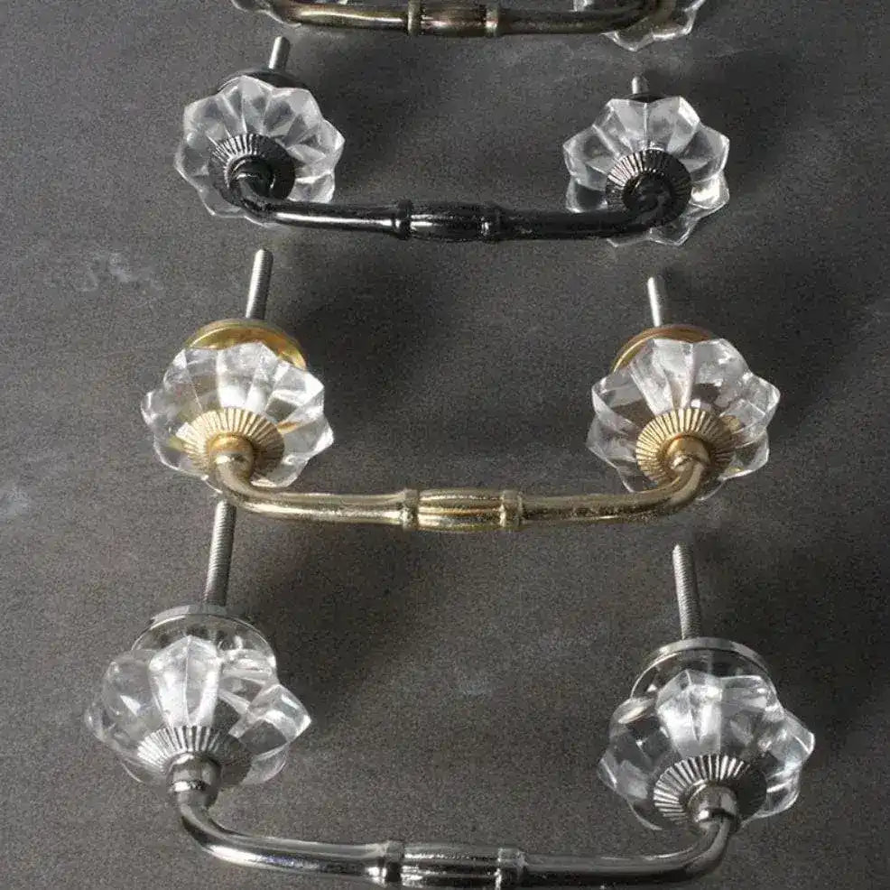 Crystal Glass Flower Cabinet Drawer Pull - Set of 4